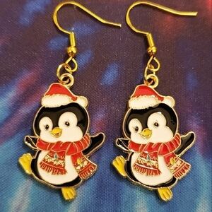 Handmade Christmas Santa Penguin Earrings